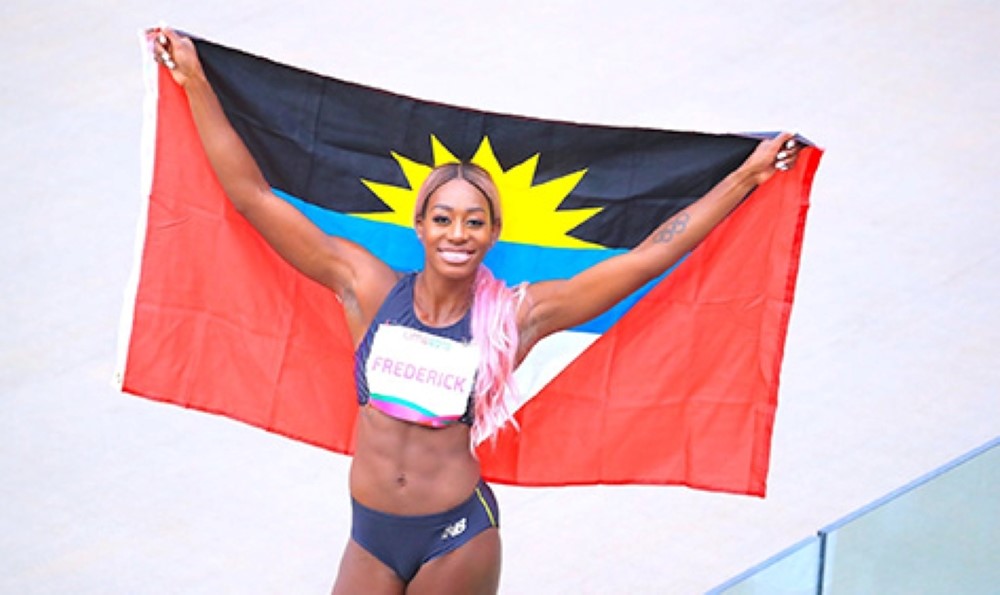 Priscilla with her flag.