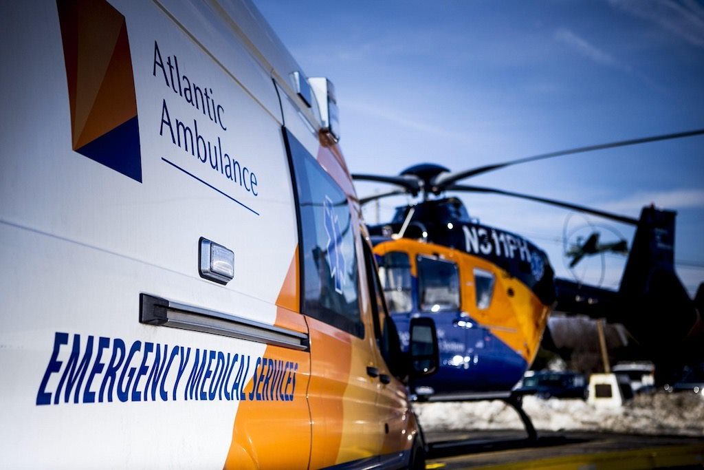 Atlantic Mobile Health Helicopter at Sunset.